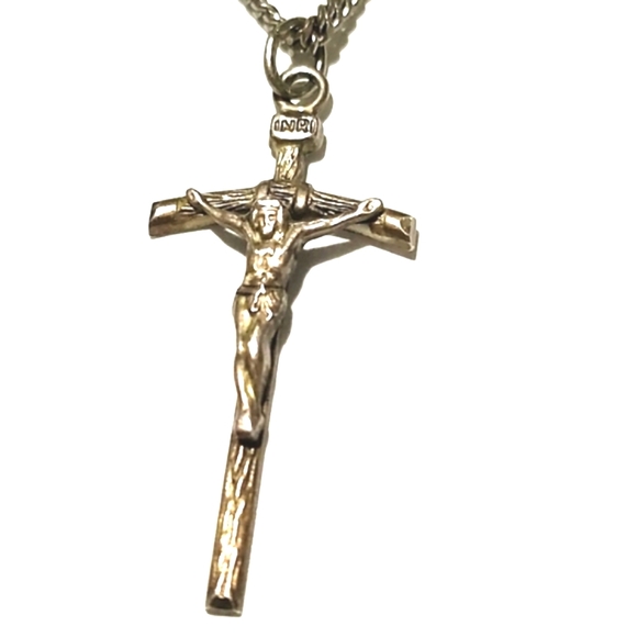 VINTAGE MEN'S OR WOMEN'S STERLING SILVER .925 CROSS PENDANT NO CLASP 27"NECKLACE - Picture 6 of 10